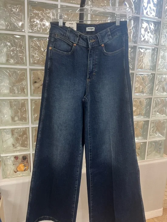Wrangler High-Rise Wide Leg Dark Wash Jeans with Rainbow Pocket Detail Size 28 - Picture 4 of 9